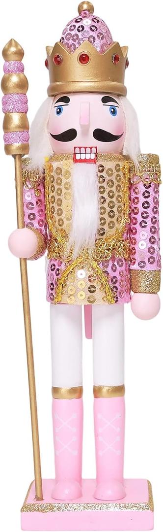 OEUVI Christmas Nutcracker Decor 11.8 Inch Wooden Nutcracker Ornament Soldier Figure Festive Collectible Nutcracker Gift Suitable for Table, Desktop, Fireplace Decoration Christmas Party Supplies