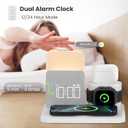 Alarm Clock with Wireless Charger for Bedrooms, 6 in 1 Wireless Charging Station, Magnetic Charger with Night Light Bedside Clock for iPhone 16 15 14 13 12 Pro Max, Apple Watch, AirPods