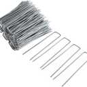 FEED GARDEN 10 Inch 50 Pack Galvanized Landscape Staples 11 Gauge Anti-Rust Garden Stakes Landscaping Fabric SOD Pins Yard Stakes for Weed Barrier Fabric