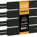 Bambsi 4 Pack Drawer Divider - Bamboo 2.6" High, 12.5-17" Adjustable Drawer Organizers for Clothes, Expandable Dresser Separators in Bedroom/Bathroom/Kitchen/Office Organization and Storage (Black)
