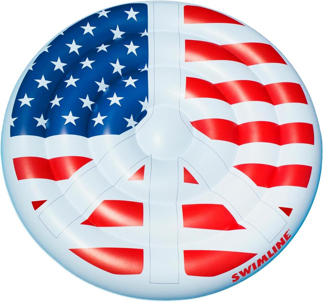 Swimline Inflatable Americana Peace Sign Island Pool Raft