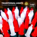 100 LED Christmas String Lights with Remote - 33ft Mini Bulb Battery String Lights - Fairy Lighting Decor for Backyard Eave Holiday Ornament Decor Xmas Christmas Party Decorations - Red White