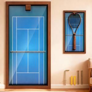 Chunful Wooden Tennis Racket Display Frame Wall Mounted Tennis Racket Storage Rack Display Stand with Walnut Base Copper, 31.5 x 15.8 Inch