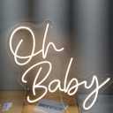 Oh Baby Neon Signs-Transparent Acrylic with Dimmers Light Up Lights Signs Indoor Bedroom Room Decor Wall Led Neon Sign 22.220.9 in Bar Christmas Party Wedding Girl Boy Living Room Office Warm White