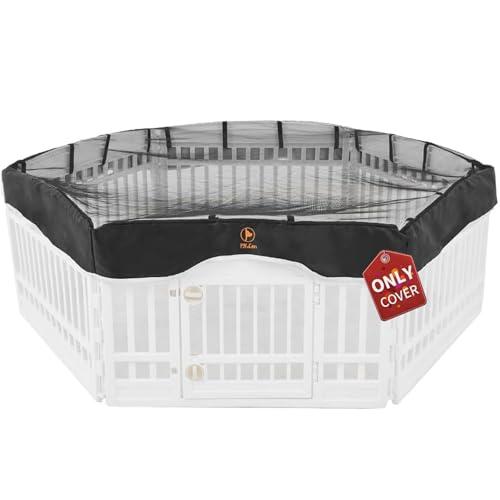 PJYuCien Dog Playpen Mesh Top Cover, Fits 36 Inch 6 Panels Regular Hexagonal Plastic Exercise Pet Pen, Adhesive Tape Connections, Black (Note: Cover Only, Fence Not Included)