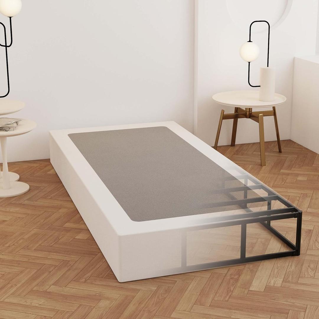 Maenizi Twin Box Spring 9 Inch, Heavy Duty Metal Box Spring Bed Base with Fabric Cover, Mattress Foundation, Easy Assembly, Noise Free, Black