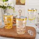 I00000 200 Pack 12 oz Gold Plastic Cups, Clear Disposable Cups, Disposable Plastic Wine Glasses Cocktail Glasses Premium Cups with Gold Rim, 12 Ounce Tumblers for Party & Wedding