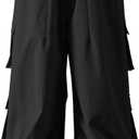 WOWULOVELY Mens Baggy Cargo Ski Pants Baggy Snowboard Snow Pant Loose Insulated Waterproof Windproof Unisex (Small, Black)