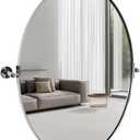 ANDY STAR Oval Bathroom Mirror, 24" x 36" Chrome Stainless Steel Metal Frame Vanity Mirror for Over Sink with Adjustable Tilting Design, Pivoting Mirror for Modern Wall Decor