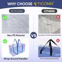 TICONN 6 Pack Extra Large Moving Bags with Zippers & Carrying Handles, Heavy-Duty Storage Tote Moving Boxes for Space Saving (Blue)