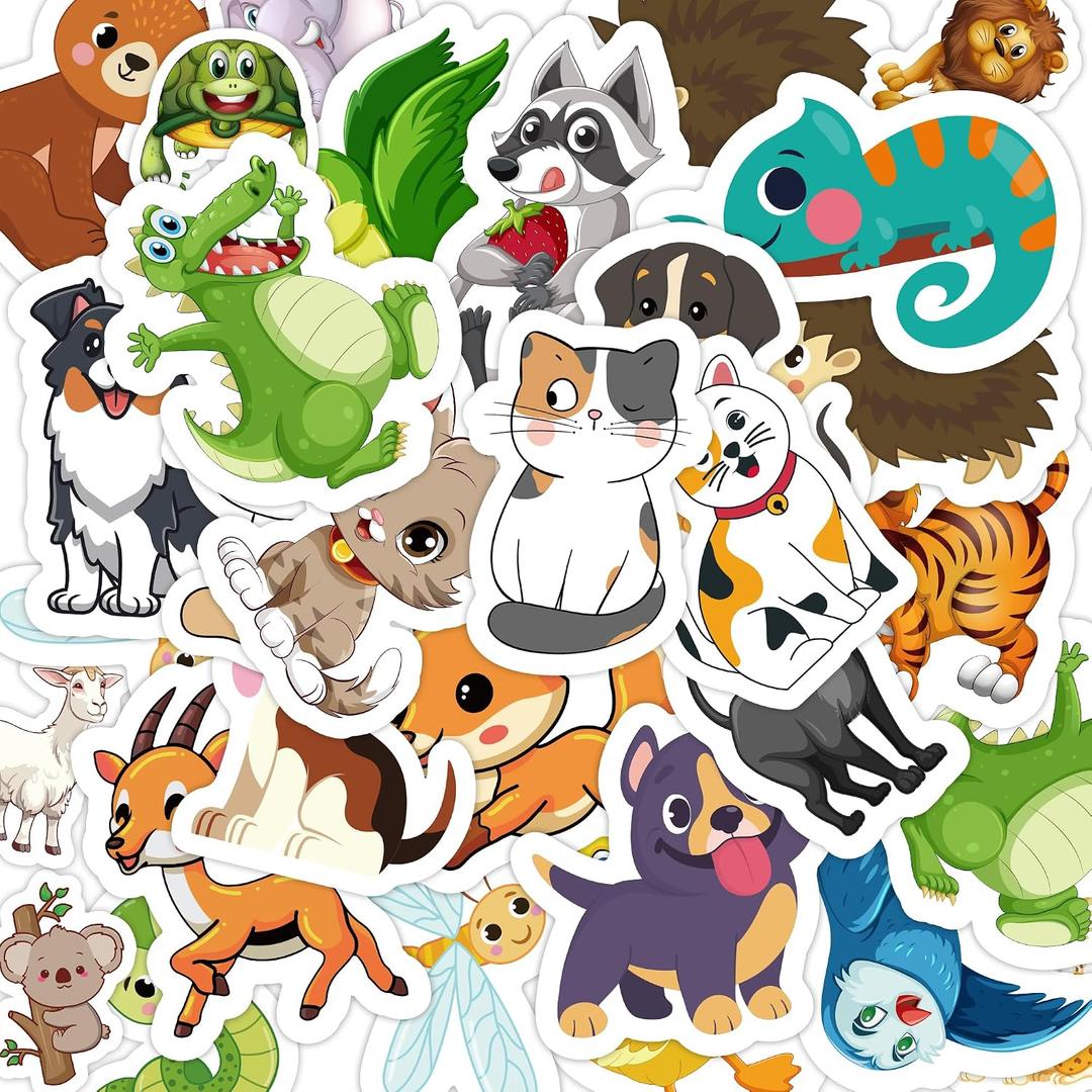3 x Stickers for Kids - 50 PCS Cute Animal Stickers | Water Bottle Scrapbook Stickers Toys Games Crafts for Boy Girl Toddlers - Activities Party Supplies Favors Teacher Prizes Rewards Gifts for Classroom