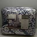 Madison Park Vienna Sateen Cotton Comforter Set, Breathable, Soft Cover, Trendy, All Season Down Alternative Cozy Bedding with Matching Shams, King, Indigo 7 Piece