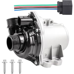Aluminum Water Pump with Wiring Harness, Bolts 11517632426 | Fits 135i 335i 335is 335xi 535i 535xi 640i 740i 740Li ActiveHybrid 5 7 X1 X3 X4 X5 X6 Z4 3.0L Replace 11517888885