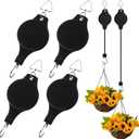 6PCS Retractable Plant Hanger Plant Pulleys for Hanging Plants Easy to Raise & Lower Auto Lock Adjustable Hook for Garden Baskets Pots Birds Feeder and Grow Lights Black