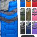 MalloMe Sleeping Bags for Adults Cold Weather & Warm - Backpacking Camping Sleeping Bag for Kids 10-12, Girls, Boys - Lightweight Compact Camping Essentials Gear Accessories Hiking Sleep Must Haves (Ocean Blue)