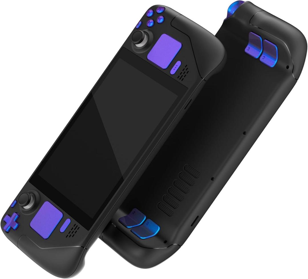 EXtremeRate Chameleon Purple Blue Replacement Full Set Buttons for Steam Deck, DIY Custom ABXY D-pad Trackpad Bumpers Triggers Buttons Sets for Steam Deck LCD Handheld Console - Console NOT Included