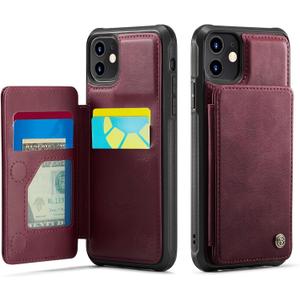 Vinich for iPhone 12/12 Pro Wallet Case with Card Holder, RFID Blocking Credit Slots Kickstand Shockproof Phone Cover Fit for iPhone 12/12 Pro 6.1" Burgundy