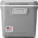 Coleman Classic Series Insulated Portable Rolling Cooler with Wheels, Leak-Resistant Outdoor Hard Cooler Keeps Ice up to 5 Days, 65-Quart (Rock Grey)