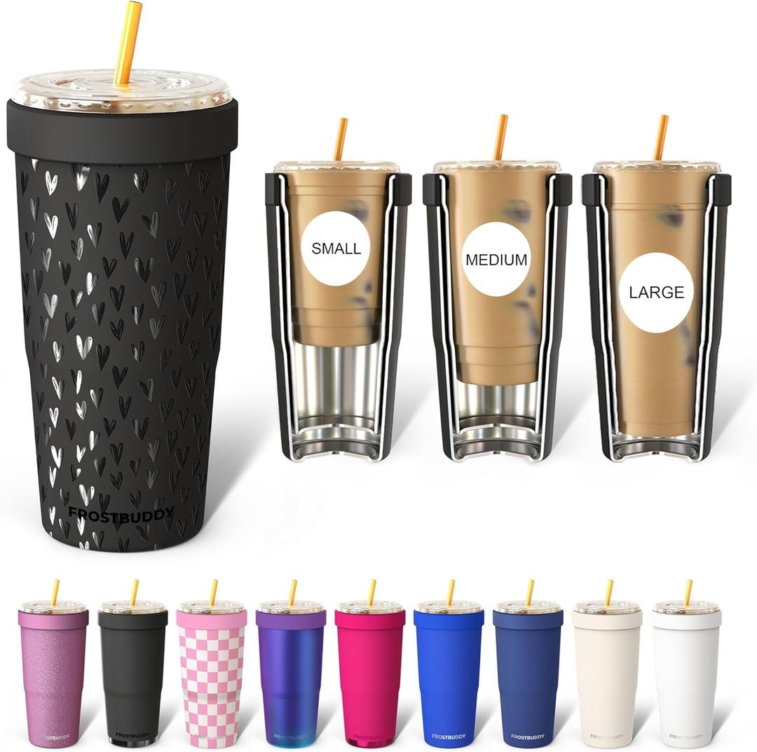 Frost Buddy Togo Buddy | 30 oz Stainless Steel Vacuum Insulated Tumbler | to Go Coffee Cup Coffee Cups, Iced Coffee Sleeve, Travel Mug, Thermal Cup for Hot & Cold Drinks, Dunkin Cup (Little Hearts)