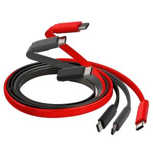 Flat USB C Cable 3-Pack, 100W Fast Charging & Data Sync, 4ft | Type C Flat Charging Cables, Durable Tangle-Free Design, Wide Device Compatibility, Color Combo, Includes Travel Storage Bag