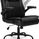 NEO Chair Desk Office Gaming Computer Chair Ergonomic Executive Mid-Back Leather with Adjustable Padded Flip-Up Armrests Cushion Wheels Swivel for Home Study Task (All Black)