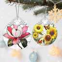 Stained Glass Ornament, Christmas Ornaments, Christmas Decorations for Tree, Holiday Ornament, Gifts for Flower Lovers, Holiday Party Gifts, Gift Ideas & Xmas Gift - Magnolia Flower