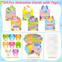 Valentines Day Gifts for Kids School, 24 Packs Axolotl Squishy Toys Bulk with Valentines Day Card for Classroom Exchange Party Favors,Fidget Squishy Toys Slow Rise Squishies for Boys Girls
