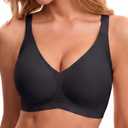 Zolaia Wireless Jelly Bras for Women Bralette Comfy Push Up Tshirt Bra (Black, L)
