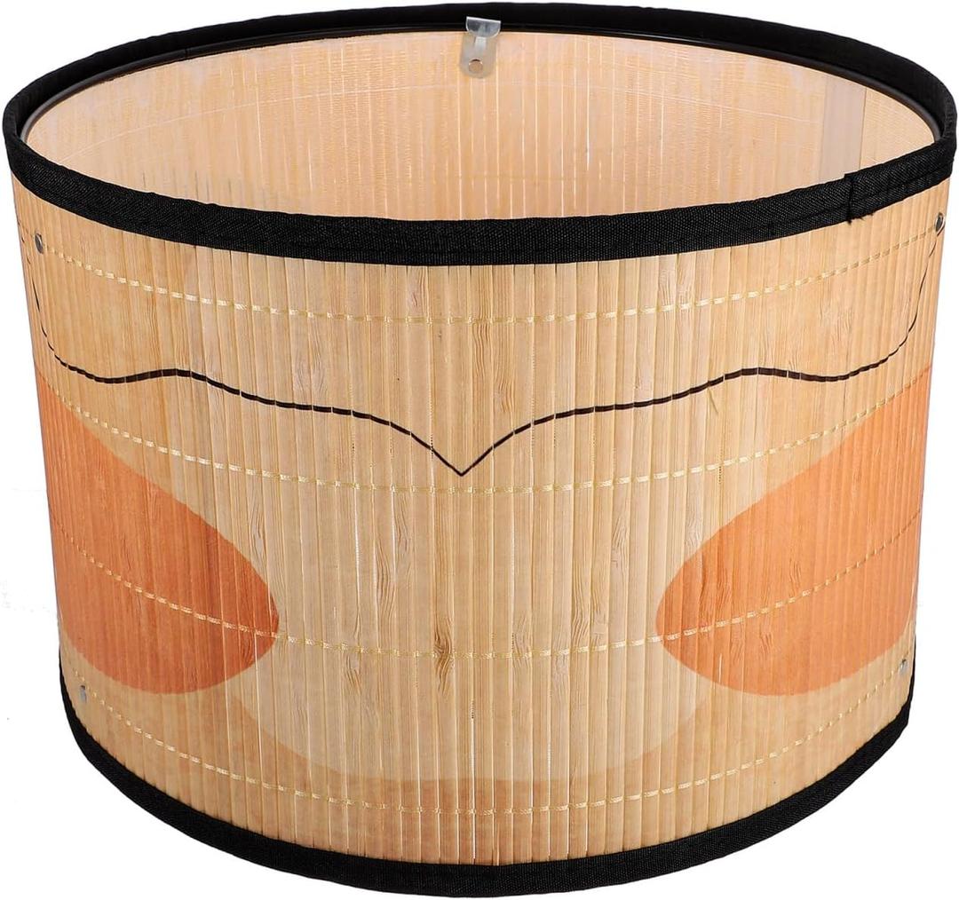 Uonlytech Drum Lamp Shade, E26/E27 Vintage Bamboo Lampshade Boho Chandelier Lamp Cover Replaceable Accessories for Pendant Floor Tables Lamps, 30X30x20CM