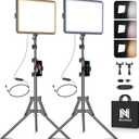 2-Pack LED Video Light Kit, NiceVeedi Studio Light, 2800-6500K Dimmable Photography Lighting Kit with Tripod Stand&Phone Holder, 73" Stream Light for Video Recording, Game Streaming, YouTube
