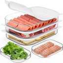 XWF Deli Meat Container for Fridge, Bacon Lunch Meat Container for Refrigerator, Meal Prep Containers, Stackable Food Storage Boxes with Lid for Cold Cuts, BPA Free, 3PCS