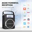 JEUJUG Radio Portable AM FM Digital Radios Clock Radio with Bluetooth 5 Watts Loud Speaker Rechargeable AM FM Radios Plug in Wall Battery Operated Best Reception for Home Outdoor Great Gift Black
