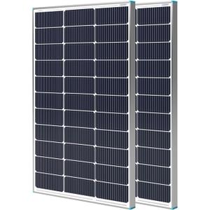 Renogy 2PCS Solar Panels 100 Watt 12 Volt, High-Efficiency Monocrystalline PV Module Power Charger for RV Marine Rooftop Farm Battery and Other Off-Grid Applications, 2-Pack 100W