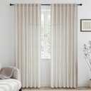 CUCRAF Natural Off White Linen Non See Through Semi Sheer Privacy Curtains 72 Inches, Light Filtering Curtain for Bedroom Living Room, 2 Panels Set Rod Pocket & Back Tab Window Drapes (52 x 72 Inch)