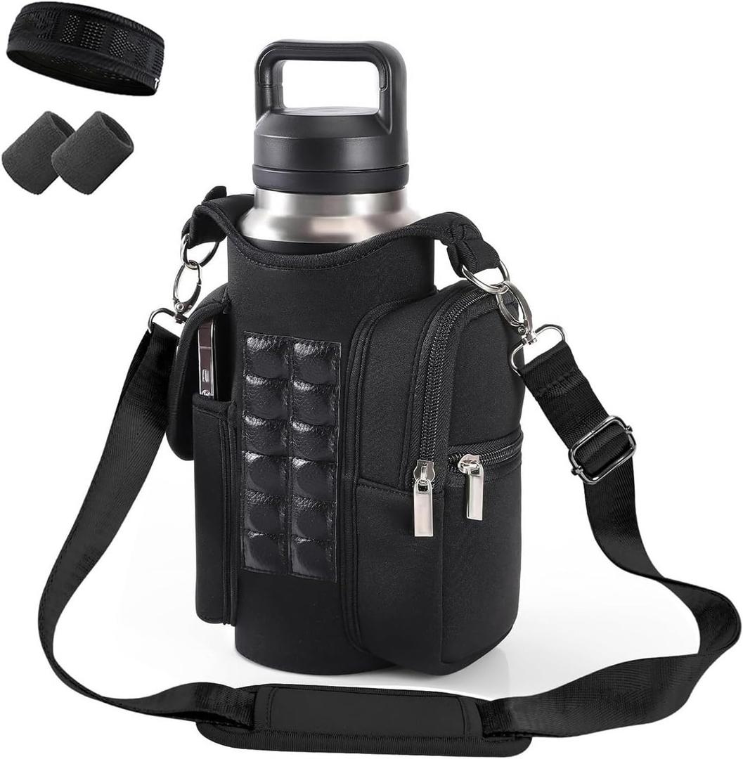 Magnetic Gym Bag for Women Men, Magnetic Water Bottle Carrier Crossbody Bag Pouch Sleeve for Gym with Strap, Sling Bags with Water Bottle Holder, for Sports Gifts Travel Work(Set5)