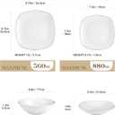 MALACASA Dinnerware Sets, 24 Piece Porcelain Square Dishes, White with Silver Rim Plates and Bowls Sets, Ceramic Dish Set for 6, Chip Resistant Dishware Sets, Series ELISA