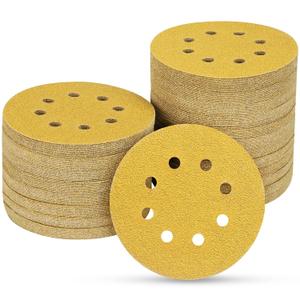 80PCS 5 Inch 8 Hole Sanding Discs 40 Grit,Gold Round Hook and Loop Sandpaper for Random Orbital Sander