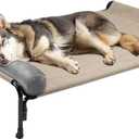 Veehoo Large Elevated Dog Bed, Outdoor Raised Dog Cot Hammock Bed with One-Sided Removable Headrest Bolster, Cooling Breathable Washable Teslin Mesh, Off Ground, Anti-Slip, L, CWC2204BCP (43.0"L x 30.0"W x 10.6"Th)