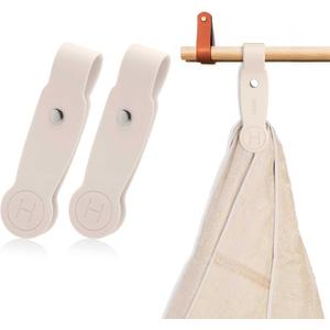 2 Pcs Strong Magnetic Towel Clips for Kitchen, Waterproof Silicone Towel Holder for Oven Handle Fridge, No Drill Multi-Purpose Kitchen Towel Clip, Bathroom, Outdoor Use (Beige)