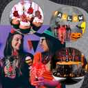 Yungyan 48 Sets 16 oz Halloween Spider Party Favor Goodie Cups with Lids and Straws for Spider Birthday Supplies Red Black Disposable Paper Cups Paper Straws for Halloween Birthday Movie Event