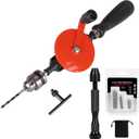 Hand Drill Manual 3/8-inch Capacity Speedy Powerful Manual Drill Double Pinion Geared 3 Jaw Chuck Hand Drill for Wood Plastic Soft Metal By STARVAST, Come With Pin Vise Hand Drills Set