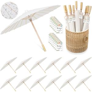Sadnyy 33 In Large White Paper Umbrellas for Wedding Guests Favors,24 Pcs