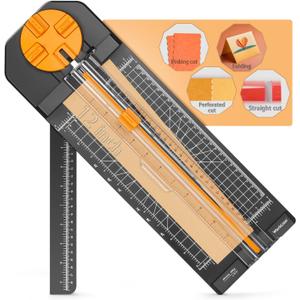 Worklion Scrapbooking Cutting Tool: Paper Cutter 4 in 1 for Craft Edges, Straight,Perforator,Scorer and Wavy on Paper,Cardstock,Ticket,Photo,Coupon,Vinyl,Letter,Postcard,12 inch Cutting Length,Black