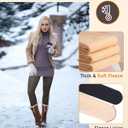 A+ Choice Fleece Lined Sheer Tights Women, Black Skin Translucent Leggings Thermal Pantyhose Warm Stockings Tall (Black, L)
