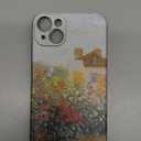 Compatible with iPhone 14 Plus Phone Case,Impressionism Claude Monet Art The Artist's Garden Print Red Flowers Garden Decorative Phone Case,Shockproof Protective Phone Cover for Women Girls