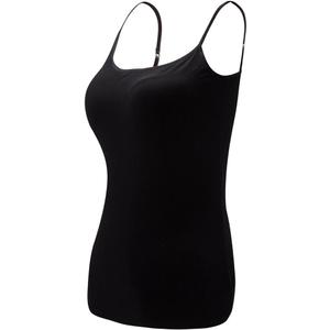 Ibeauti Womens Camisoles Tops with Built in Padded Bra Basic Breathable Tank Top (Large, Black)