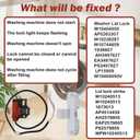 2 x W10404050 Washer Lid Lock Latch Switch W10238287 Assembly with W10240513 Strike Compatible with Whirl.pool, May.tag, Ken.more Washer Replaces 1938607, W10744659, AP5263307