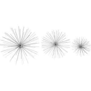CosmoLiving by Cosmopolitan Metal Starburst Home Wall Decor 3D Wall Sculpture, Set of 3 Wall Art 6", 9", 11"W, Silver