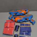 POKONBOY 2 Pack Toy Foam Blaster Gun, Blaster Toy Gun with 2 Wristbands and 80 Pcs Refill Darts 6-Dart Rotating Drum Toy Blaster Compatible with Nerf Gun Birthday Gift for Kids Age 6+ (Blue & Orange)