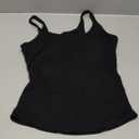 SUUKSESS Women Padded Cotton Ribbed Long Tank Tops 2025 Summer Going Out Basic Scoop Neck Cami Tops size L, Black 